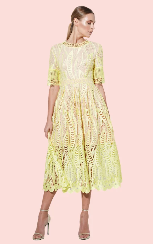 Holiday unclassified dressesRevival Laser Cut Dress -Yellow Holiday unclassified dresses