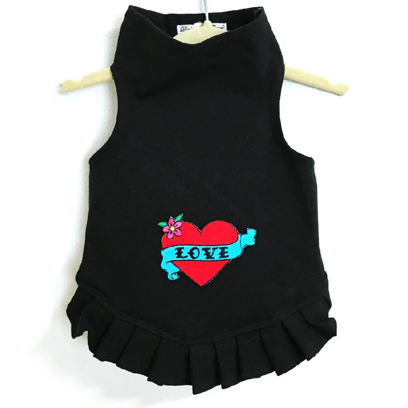 Ruffled unclassified dresses345D Red Love Heart Dress on Black Ruffled unclassified dresses