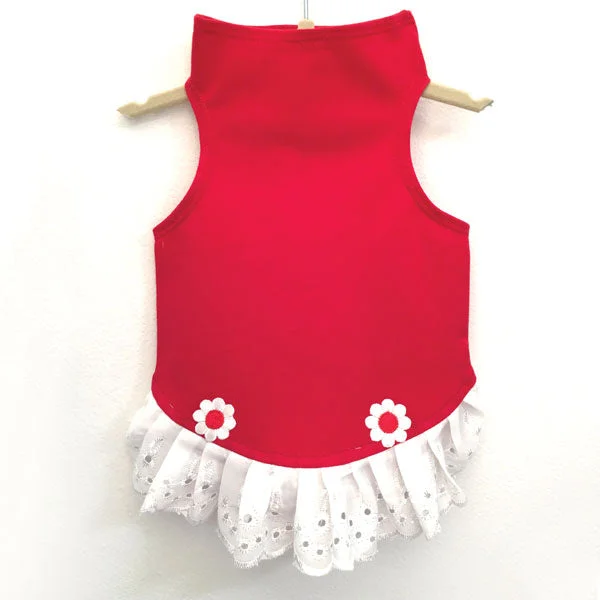 Bright color unclassified dresses434 Red Jersey Top with Eyelet Trim and Flower Detail Bright color unclassified dresses