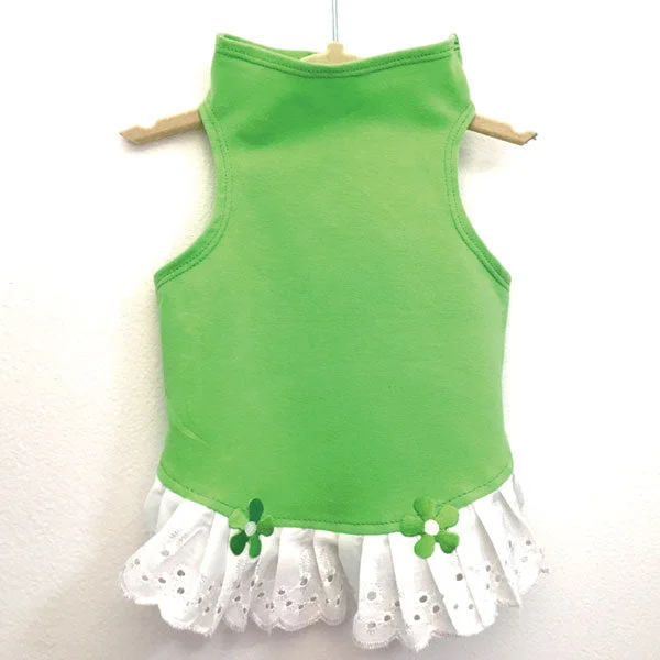 Lightweight unclassified dresses431 Lime Jersey Top with Eyelet Trim and Flower Detail Lightweight unclassified dresses