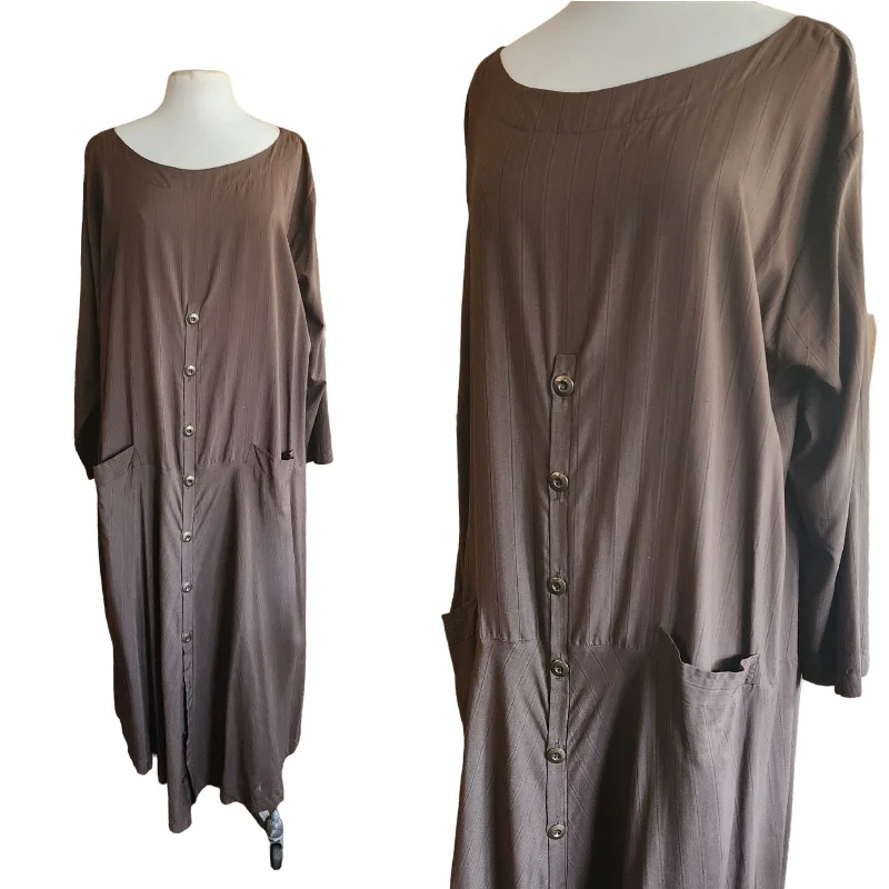 Affordable unclassified dressesVintage J Morgan Puett Dress in Brown Striped Silk Affordable unclassified dresses