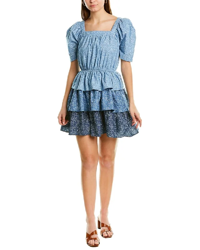 FATE Tiered Ruffle Mini Dress Pleated Mini Skirt