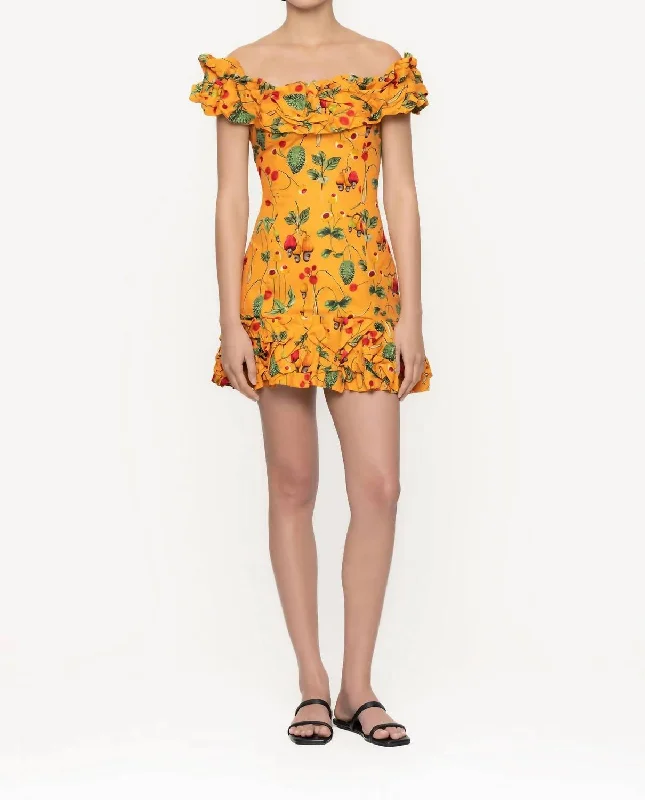 Jardin Frutal Mini Dress In Yellow Mini Skirt Set