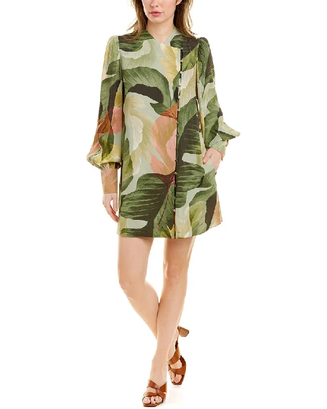 Ted Baker Kristiey Funnel Neck Mini Swing Dress Raw Hem Mini Skirt