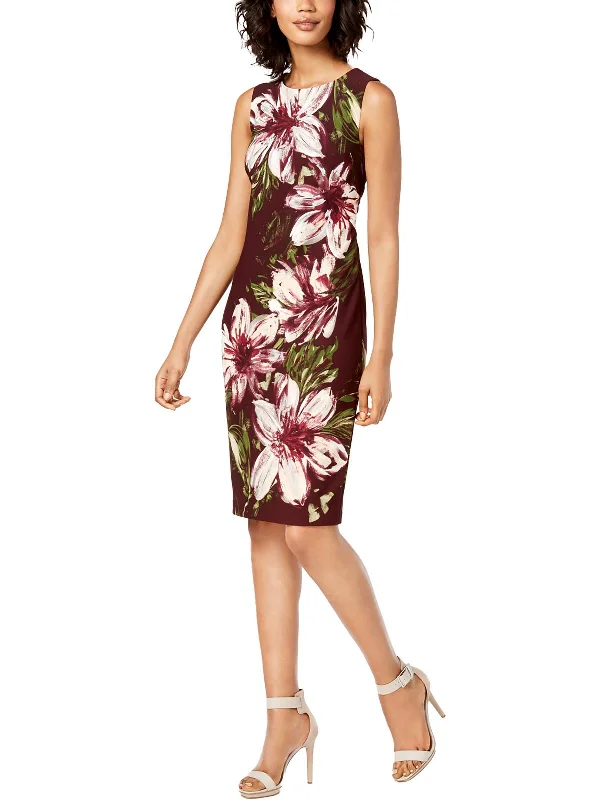 Womens Floral Mini Sheath Dress Mini Skirt with Bow