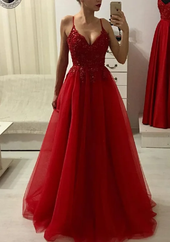 A-line/Princess V Neck Sleeveless Long/Floor-Length Corset Prom Dress With Appliqued Beading outfit Velvet Maxi Skirt