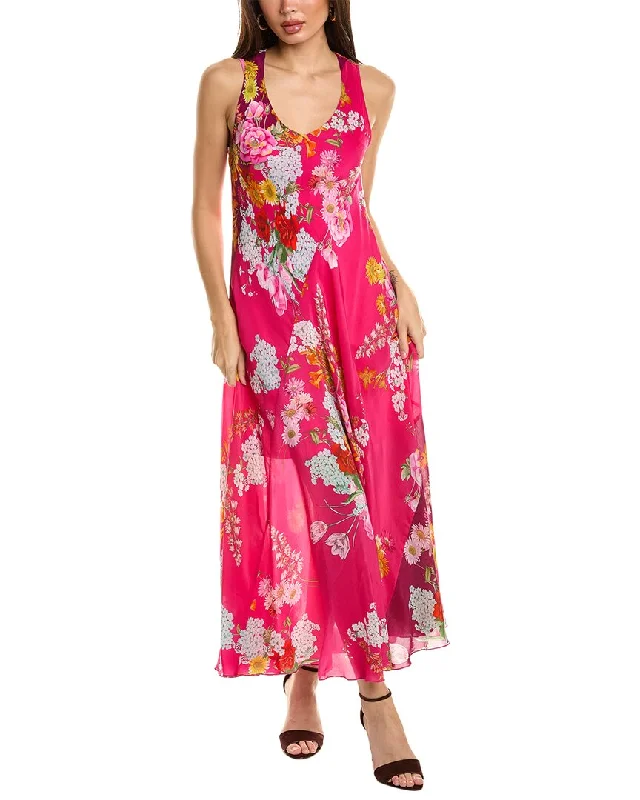 Johnny Was Golden Bouquet Bias Maxi Dress Layered Maxi Skirt