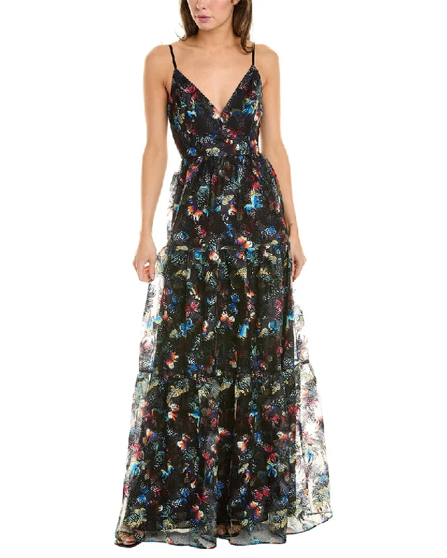 Johnny Was Papillon Embroidered Maxi Dress V-neck Maxi Skirt