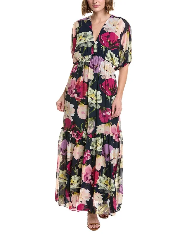 Taylor Printed Chiffon Maxi Dress Satin Maxi Skirt