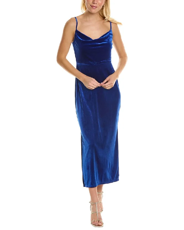 Taylor Stretch Velvet Maxi Dress Pleated A-line Skirt