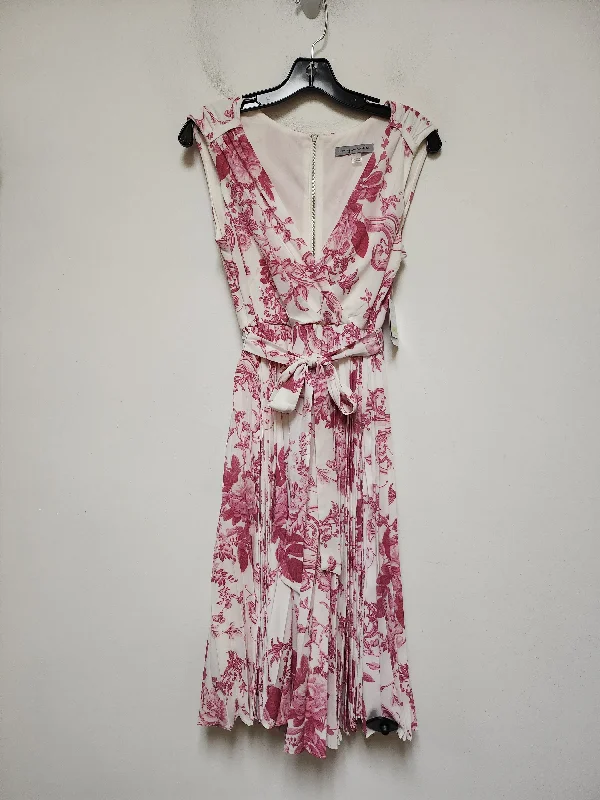 Dress Casual Midi By Dannyandnicole In Pink & White, Size: S Vintage Printed Skirt