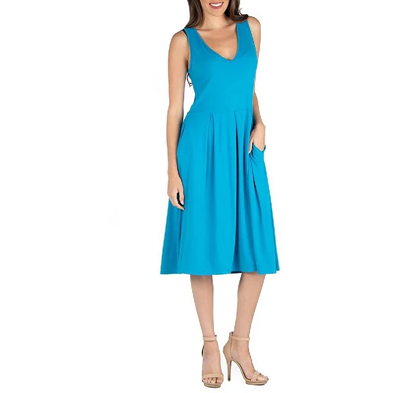 Plus Womens Jersey Sleeveless Midi Dress Lace-up Midi Skirt