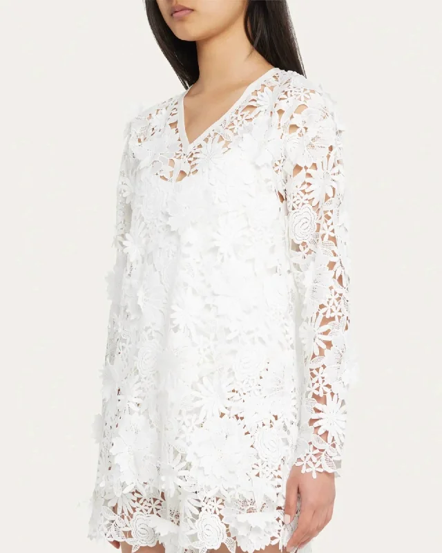 Isla 3D Lace Dress in White | White Lace Dress Sparkle