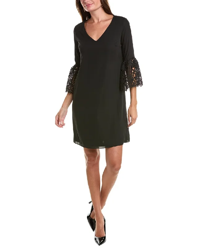 Joseph Ribkoff Lace Bell-Sleeve Shift Dress Lace Gown Style