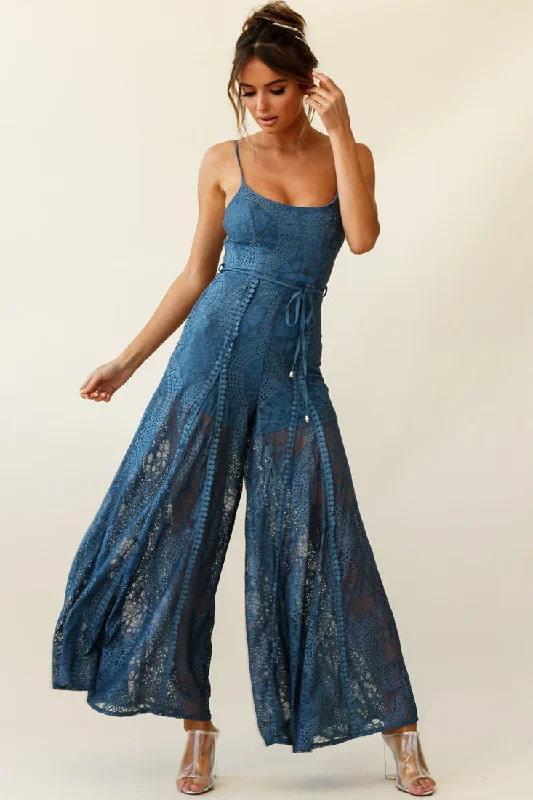 Palm Springs Lace Jumpsuit Midnight Blue Lace Dress Design